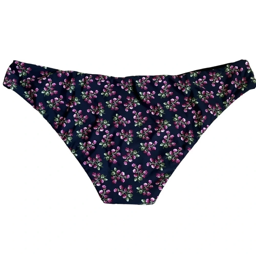 NWT J. Crew Hipster Bikini Bottom in Twilight Berry Navy with Pink Print Sz 2X